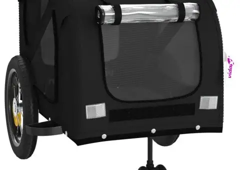 Remorcă bicicletă animale companie, negru, textil oxford/fier - 5/5