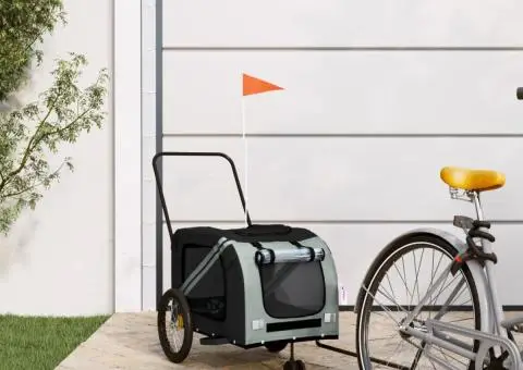 Remorcă bicicletă animale companie, gri/negru, oxford/fier - 1/5