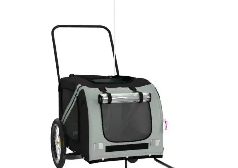 Remorcă bicicletă animale companie, gri/negru, oxford/fier - 3/5