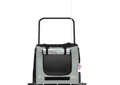 Remorcă bicicletă animale companie, gri/negru, oxford/fier - 4/5