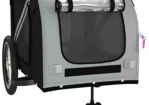 Remorcă bicicletă animale companie, gri/negru, oxford/fier - 5/5