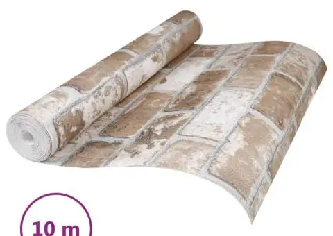 Tapet 3D, model cărămidă, maro, 10x0,53 m, nețesut - 3/5