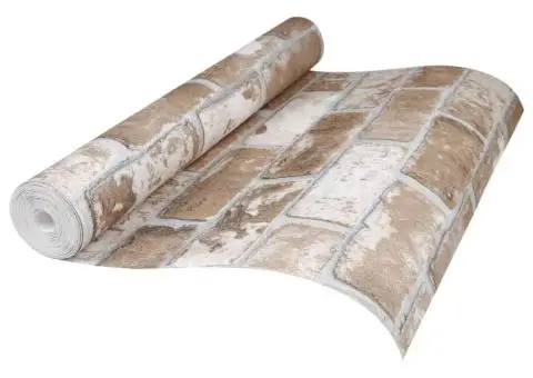 Tapet 3D, model cărămidă, maro, 10x0,53 m, nețesut - 4/5