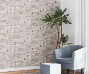 vidaXL Tapet 3D, aspect piatră crem, 10x0,53 m, nețesut