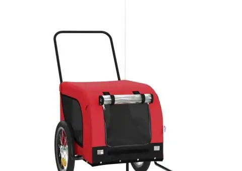 Remorcă bicicletă animale companie, roșu/negru, oxford/fier - 2/5