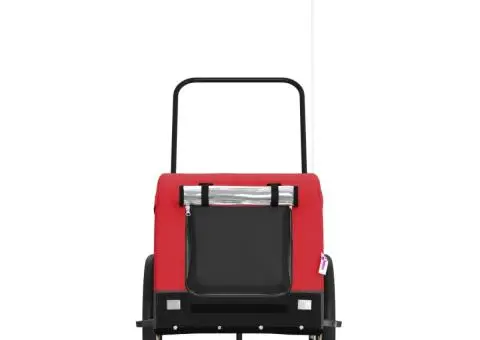 Remorcă bicicletă animale companie, roșu/negru, oxford/fier - 3/5