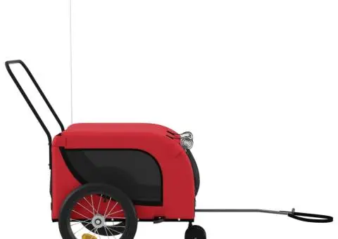 Remorcă bicicletă animale companie, roșu/negru, oxford/fier - 5/5