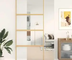 vidaXL Ușă glisantă, auriu, 90x205 cm, sticlă ESG mată și aluminiu