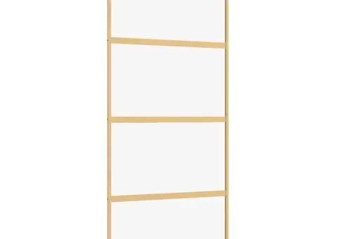 Ușă glisantă, auriu, 90x205 cm, sticlă ESG mată și aluminiu - 2/5