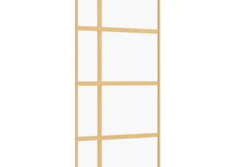 Ușă glisantă, auriu, 90x205 cm, sticlă ESG mată și aluminiu - 2/5