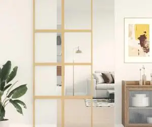 vidaXL Ușă glisantă, auriu, 90x205 cm, sticlă ESG mată și aluminiu