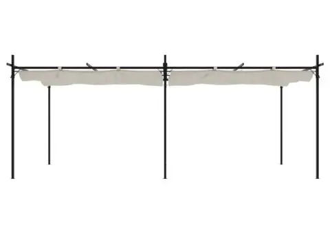 Pergola cu acoperiș retractabil, crem, 589x292x230 cm - 3/5