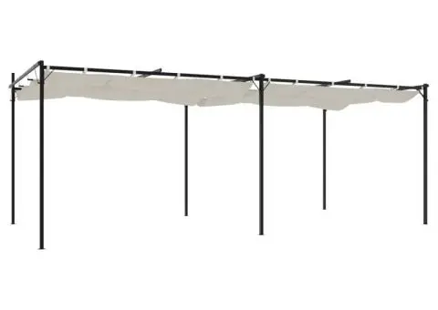 Pergola cu acoperiș retractabil, crem, 589x292x230 cm - 5/5