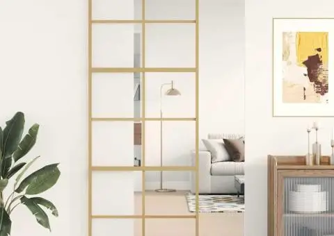 Ușă glisantă auriu 76x205 cm sticlă ESG transparentă/aluminiu - 1/5