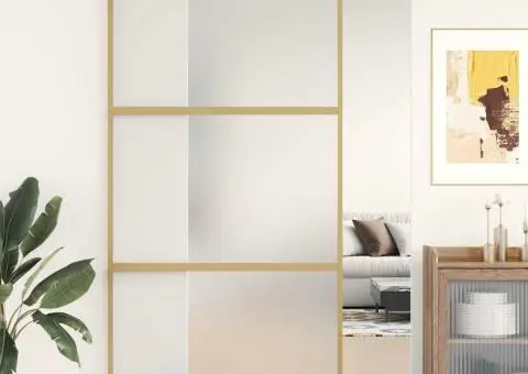 Ușă glisantă, auriu, 102,5x205 cm, sticlă ESG mată și aluminiu - 1/5
