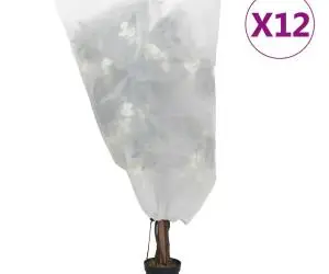 vidaXL Protecții fleece pentru plante cu șnur 12 buc 70 g/m² 0,8x1,2 m