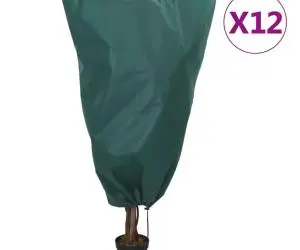 vidaXL Protecții fleece pentru plante, cu șnur, 12 buc 70 g/m² 0,8x1 m