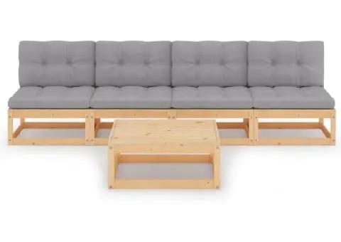 Set mobilier de grădină cu perne, 5 piese, lemn masiv de pin - 2/5