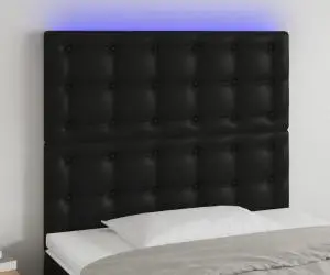 vidaXL Tăblie de pat cu LED, negru, 90x5x118/128 cm, catifea