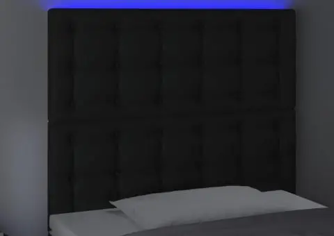 Tăblie de pat cu LED, negru, 90x5x118/128 cm, catifea - 3/5