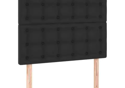 Tăblie de pat cu LED, negru, 90x5x118/128 cm, catifea - 4/5