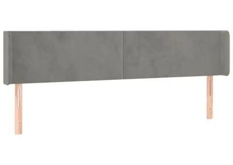 Tăblie de pat cu LED, gri deschis, 203x16x78/88 cm, catifea - 3/5