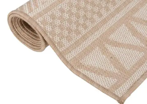 Covor de exterior, dungi maro, 160x230 cm, țesătură plată - 3/5