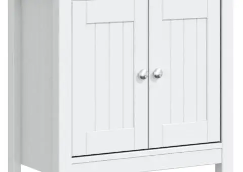 Dulap chiuvetă de baie BERG, alb, 60x34x59 cm, lemn masiv pin - 2/5