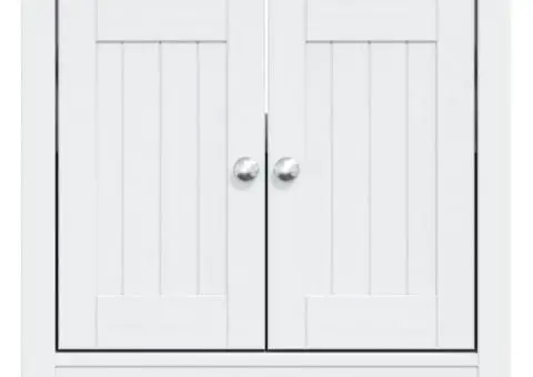 Dulap chiuvetă de baie BERG, alb, 60x34x59 cm, lemn masiv pin - 3/5