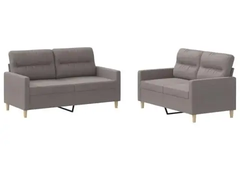 Set de canapea cu perne, 2 piese, gri taupe, material textil - 2/5