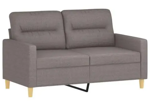 Set de canapea cu perne, 2 piese, gri taupe, material textil - 3/5