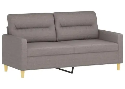 Set de canapea cu perne, 2 piese, gri taupe, material textil - 4/5