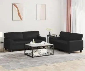 vidaXL Set de canapele, 2 piese, negru, piele ecologică