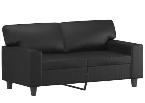 Set de canapele, 2 piese, negru, piele ecologică - 3/5