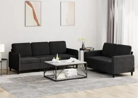 Set canapea 2 piese, negru, catifea - 1/5