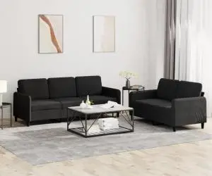 vidaXL Set canapea 2 piese, negru, catifea