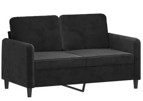Set canapea 2 piese, negru, catifea - 3/5