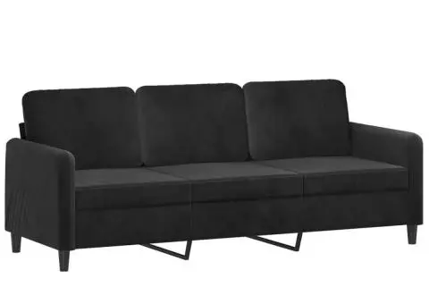 Set canapea 2 piese, negru, catifea - 4/5