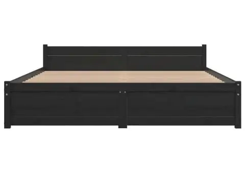 Cadru de pat, negru, 140x190 cm, lemn masiv - 5/5