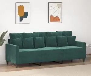 vidaXL Canapea cu 3 locuri, verde închis, 180 cm, catifea