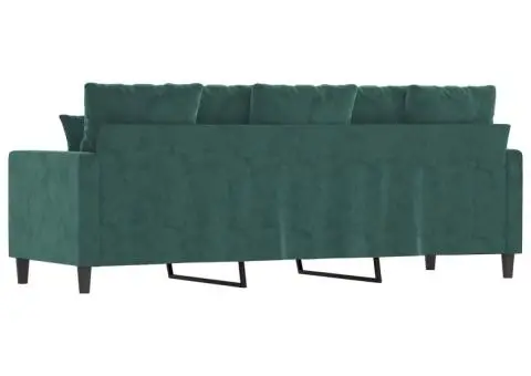 Canapea cu 3 locuri, verde închis, 180 cm, catifea - 5/5