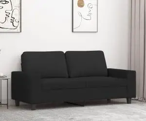 vidaXL Canapea cu 2 locuri, negru, 140 cm, material textil