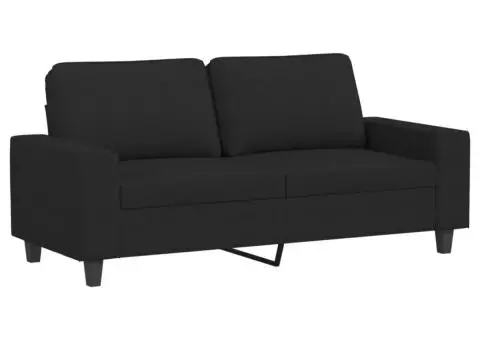 Canapea cu 2 locuri, negru, 140 cm, material textil - 2/5