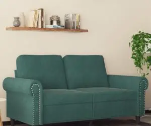 vidaXL Canapea cu 2 locuri, verde închis, 120 cm, catifea