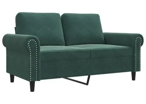 Canapea cu 2 locuri, verde închis, 120 cm, catifea - 2/5