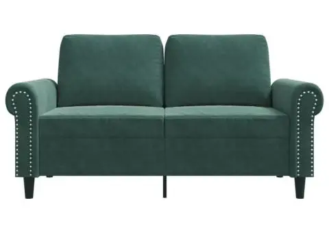 Canapea cu 2 locuri, verde închis, 120 cm, catifea - 4/5