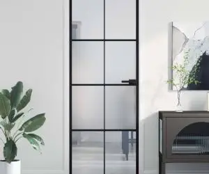 vidaXL Ușă de interior negru 76x201,5 cm sticlă securiz./aluminiu slim