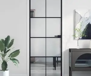 vidaXL Ușă de interior negru 83x201,5 cm sticlă securiz./aluminiu slim