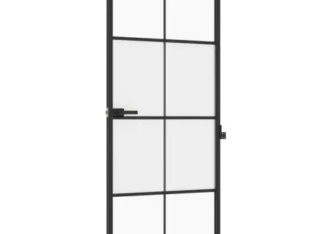 Ușă de interior negru 83x201,5 cm sticlă securiz./aluminiu slim - 2/5