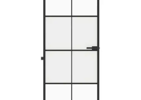 Ușă de interior negru 83x201,5 cm sticlă securiz./aluminiu slim - 3/5